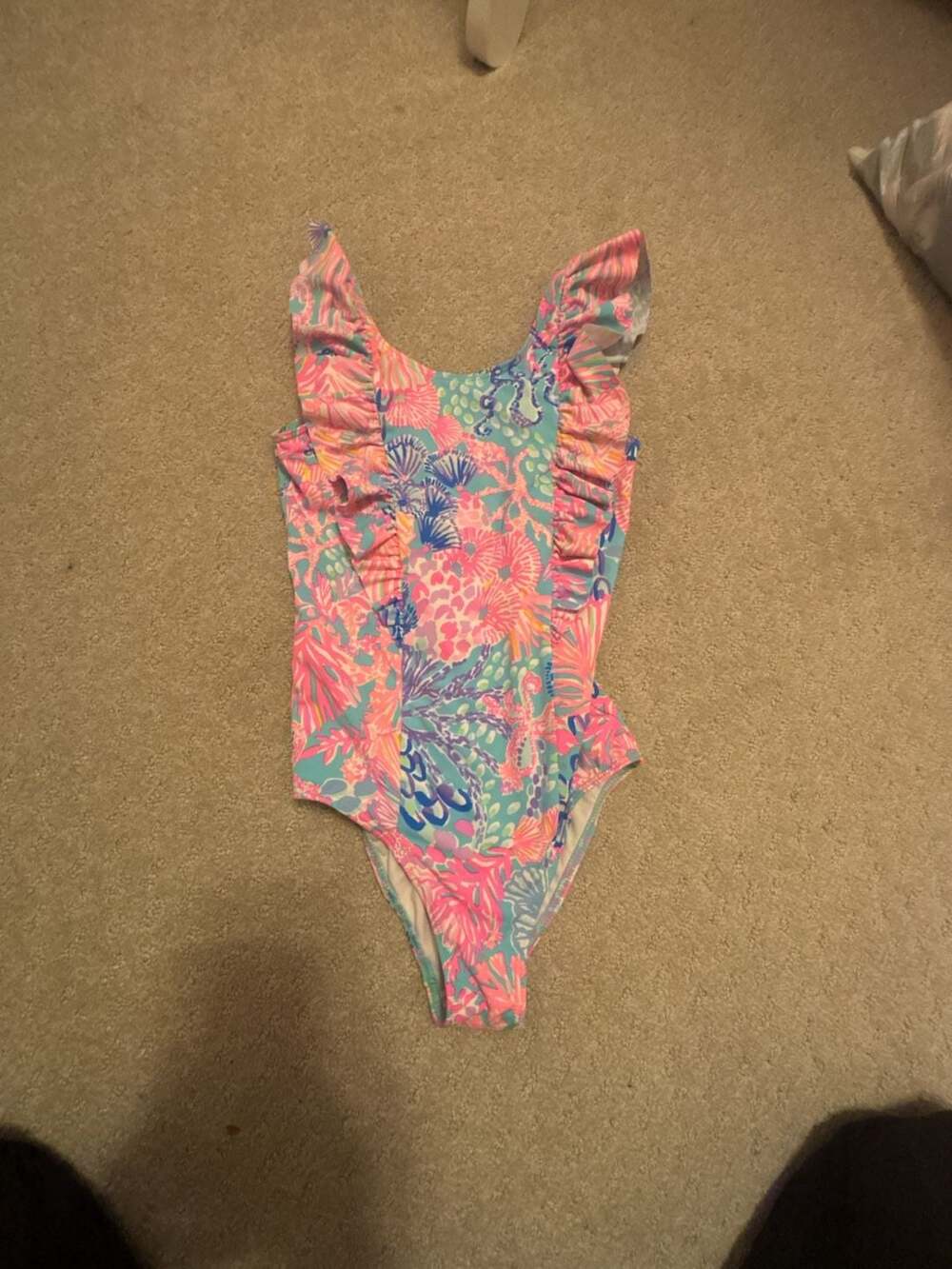 Lilly Pulitzer Eliana One-Piece Swimsuit kids Size 8Ruffle Multi